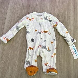 Carter's Cream and Orange Animal Print Footie